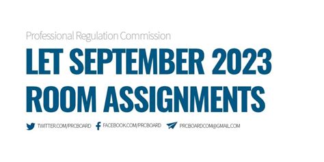ROOM ASSIGNMENTS for LET September 2023, Licensure .